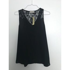 Black with lace detail flowy tank top